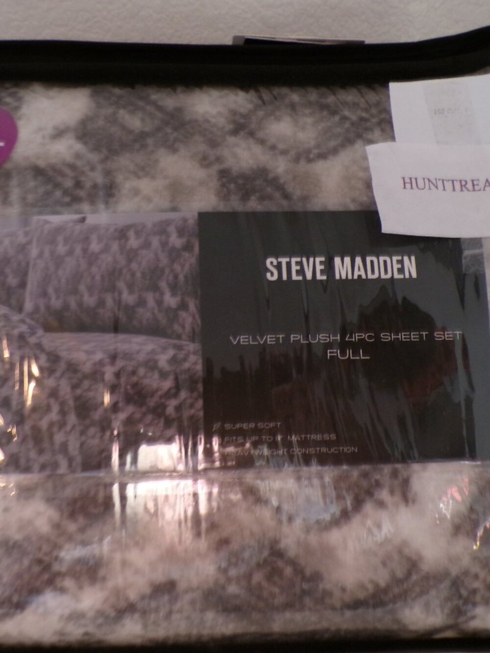 Steve Madden FULL Velvet Plush Sheet Set Snakeskin Print NEW